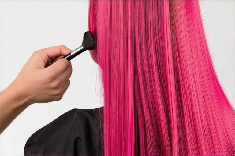 Stylist applying hair color