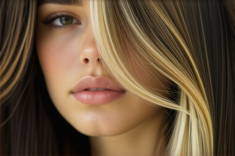 Highlighted hair close-up